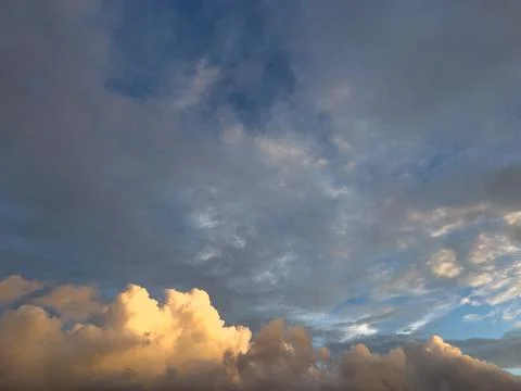 Dramatic Clouds at Sunset Stock Photos