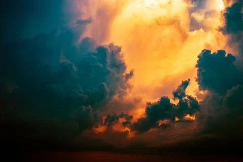 Dramatic clouds at sunset,cloud formation after sunset. Stock Photos