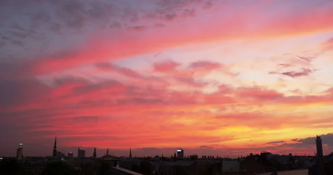 Dramatic clouds timelapse over a city skyline Stock Footage 40841461