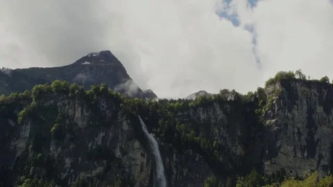Dramatic Clouds with Waterfall and Blue Sky Stock Footage 78599471