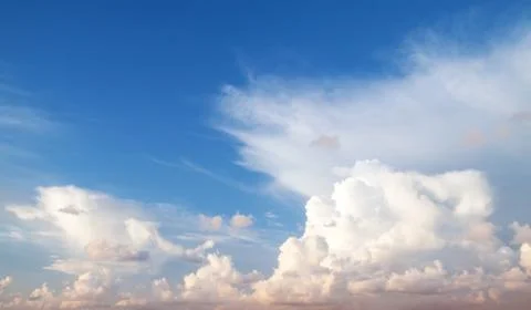 Dramatic cloudscape, blue sky photo background Stock Photos