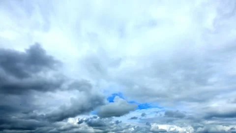 Dramatic Cloudscape: Blue Sky, White Clouds, Atmospheric Perspective Stock Footage 310923584