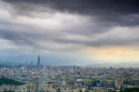 Dramatic Cloudscape in the City Sky on a Cloudy Day. Stock Photos
