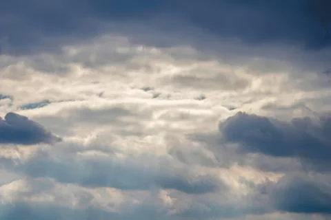 Dramatic Cloudscape, Dark Clouds, Big Storm, before heavy rain Stock Photos