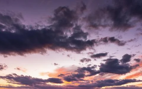 Dramatic cloudscape at dusk. sky in colorful evening light 写真素材