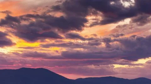 Dramatic cloudscape at dusk. sky in colorful evening light 写真素材