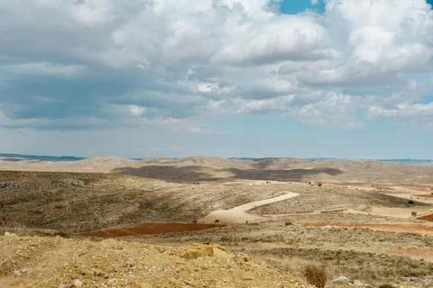 Dramatic cloudscape over dry steppe in Teruel region, Aragon, Spain. Most s.. Stock Photos