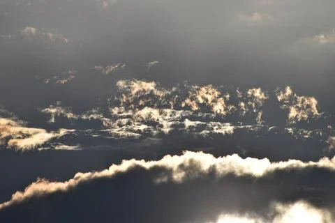 Dramatic Cloudscape Over Horizon  Nature Sky Background Stock Photos