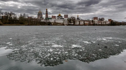 Dramatic Cloudscape over Novodevichiy Convent, Moscow Stock Footage 23298922