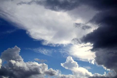 Dramatic cloudscape sky gray stormy clouds Stock Photos