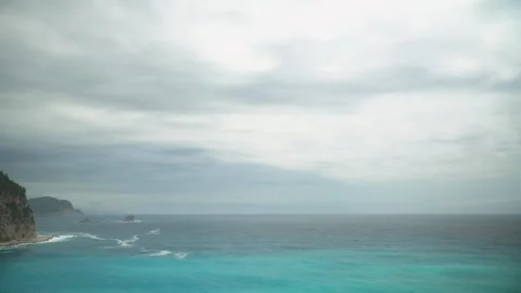 Dramatic Cloudy Adriatic Coastline With Turquoise Sea, Montenegro Stock Footage 341155403
