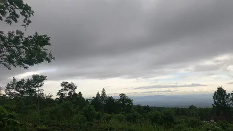 Dramatic Cloudy Afternoon Over Mount Merapi Slopes – Indonesia Volcano Scene Stock Footage 321323062