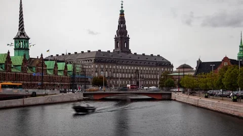 Dramatic Cloudy Day Timelapse of Copenhagen's Architectural Wonders Stock Footage 312985279