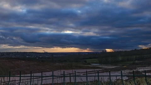 Dramatic Cloudy Day Urban Timelapse Video stock 147917148