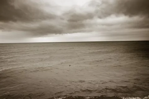 Dramatic cloudy horizon over the great lakes superior in autumn Stock Photos