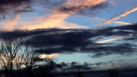 Dramatic cloudy sky blue yellow black, timelapse Stock Footage 173607268