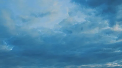 Dramatic Cloudy Sky Displaying Multiple Shades of Blue Throughout the Vastness o Video stock 318181506