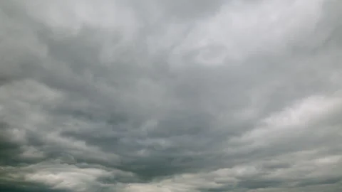 Dramatic Cloudy Sky featuring Layers of Various Gray Clouds Creating a Unique At Stock Footage 312721970