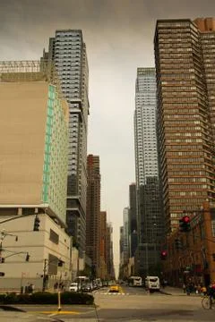 Dramatic, cloudy sky in Manhattan, New York Stock Photos