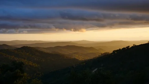 Dramatic Cloudy Sky Mountains Range Beautiful Countryside Clouds Timelapse Stock Footage