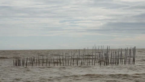 Dramatic Cloudy Sky Over Calm Ocean Sea Stock Footage 323901854