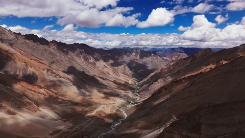 Dramatic Cloudy Sky over High Himalayan Pass drone Stock Footage 306848392