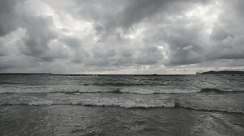 Dramatic cloudy sky over the sea Stock Footage 50888335