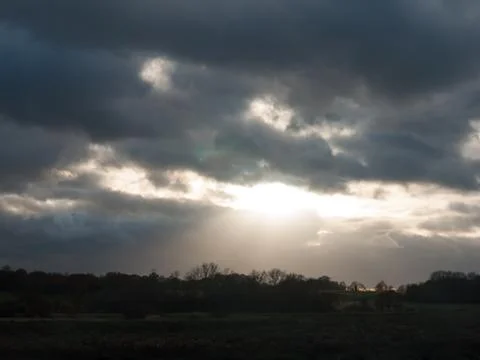 Dramatic cloudy sky stormy weather elements above heavens Fotos Stock