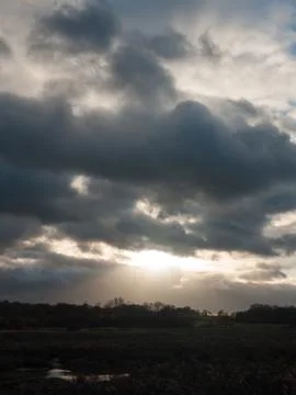 Dramatic cloudy sky stormy weather elements above heavens Fotos Stock