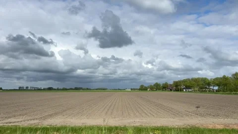 Dramatic Cloudy Sky with Sunlight Over the Netherlands Atmospheric Cloudscape 스톡 동영상 343001166