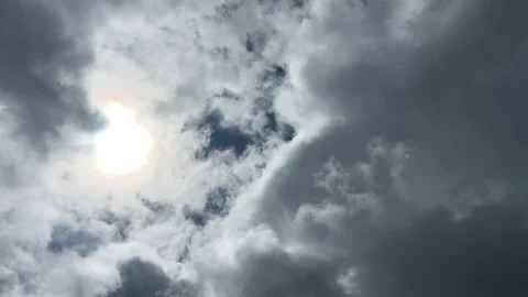 Dramatic Cloudy Sky with Sunlight Over the Netherlands Atmospheric Cloudscape Stock Footage 343001344