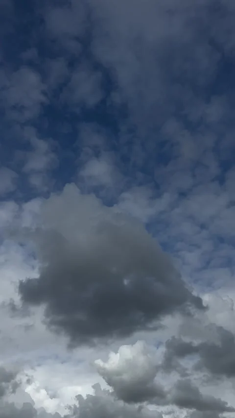 Dramatic Cloudy Sky with Sunlight Over the Netherlands Atmospheric Cloudscape Stock-Footage 343001456
