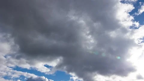 Dramatic cloudy sky timelapse. Sun shining through moving clouds. Stock Footage 346586539