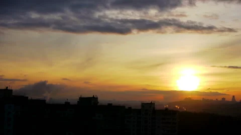 Dramatic Cloudy Sunrise In City Time Lapse Stock Footage 65216033