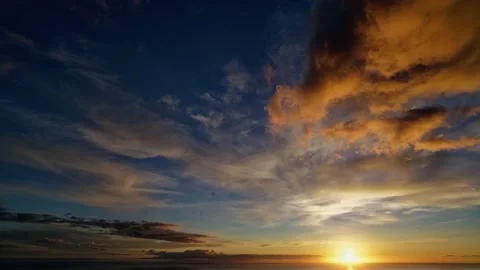 Dramatic cloudy sunset over ocean Stock-Footage 237994217