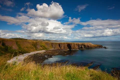 On the dramatic coast nex to  Dunnottar Castle, Scotland Stock Photos