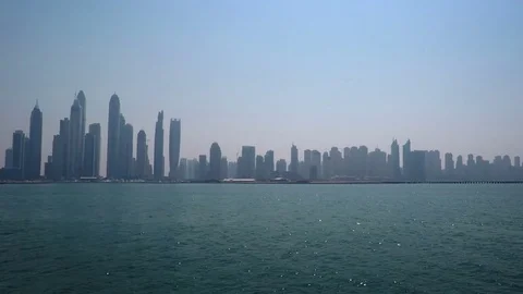 Dramatic Coastal Cityscape of Dubai through the Haze 库存影片 71769468