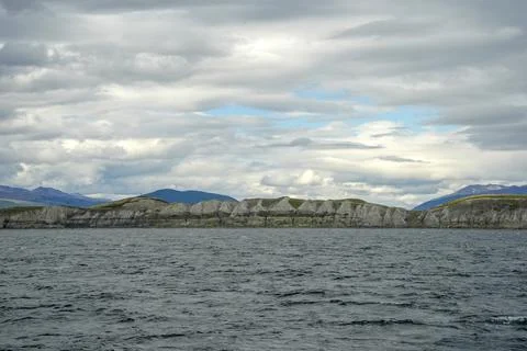 Dramatic Coastal Cliffs Along Beagle Channel Ushuaia Patagonia Stock Photos