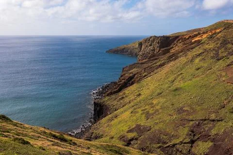 Dramatic Coastal Cliffs and Ocean View in Madeira 写真素材
