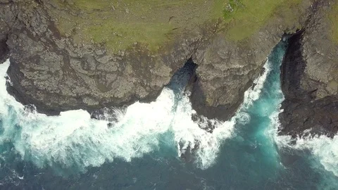  dramatic coastal cliffs with crashing waves. Stock Footage 116029142