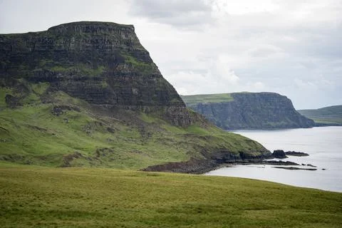 Dramatic coastal cliffs on Isle of Skye, Scotland Stock Photos