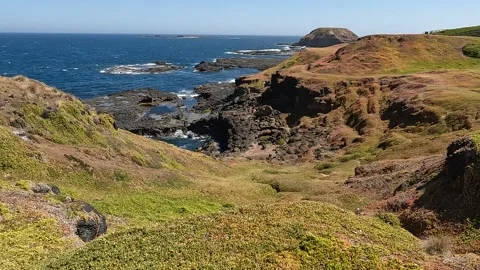 Dramatic Coastal Cliffs at The Nobbies, Phillip Island - Rugged Australian .. Stock Footage 312065868