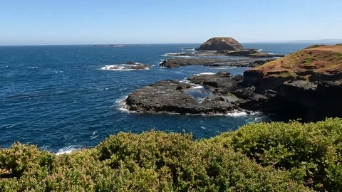 Dramatic Coastal Cliffs at The Nobbies, Phillip Island - Rugged Australian .. Stock Footage 312065911