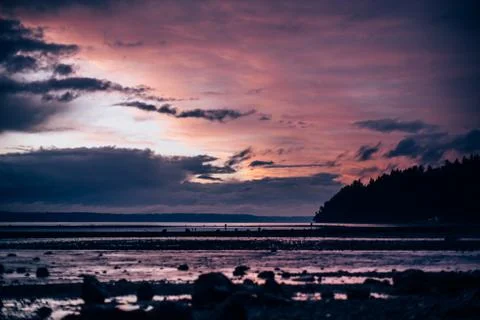 Dramatic Coastal Sunset Stock Photos