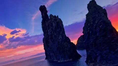 A dramatic coastal view at sunset Video stock 329331514