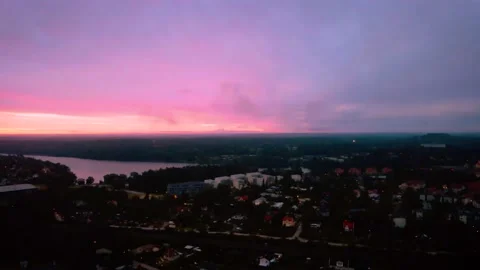 Dramatic Colorful 4K Aerial Drone Sunrise Scandinavia 2 Stock Footage