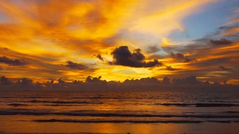 Dramatic, Colorful Sky at Sunset over Tropical Sea Stock Footage 85668633