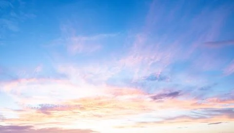 Dramatic Colorful Sunset Sky. Clouds with Sunrays. Cloudscape Sunset Background Stock Photos