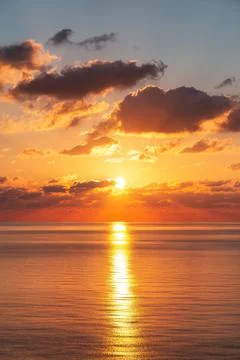 Dramatic Colorful Sunset Sky over Mediterranean Sea. Cloudscape Nature Stock Photos