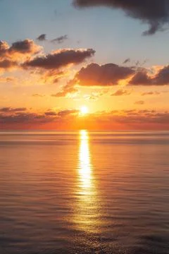 Dramatic Colorful Sunset Sky over Mediterranean Sea. Cloudscape Nature Stock Photos